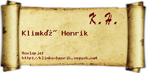 Klimkó Henrik névjegykártya