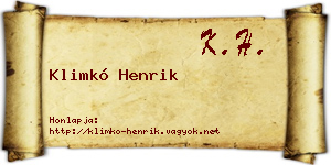 Klimkó Henrik névjegykártya